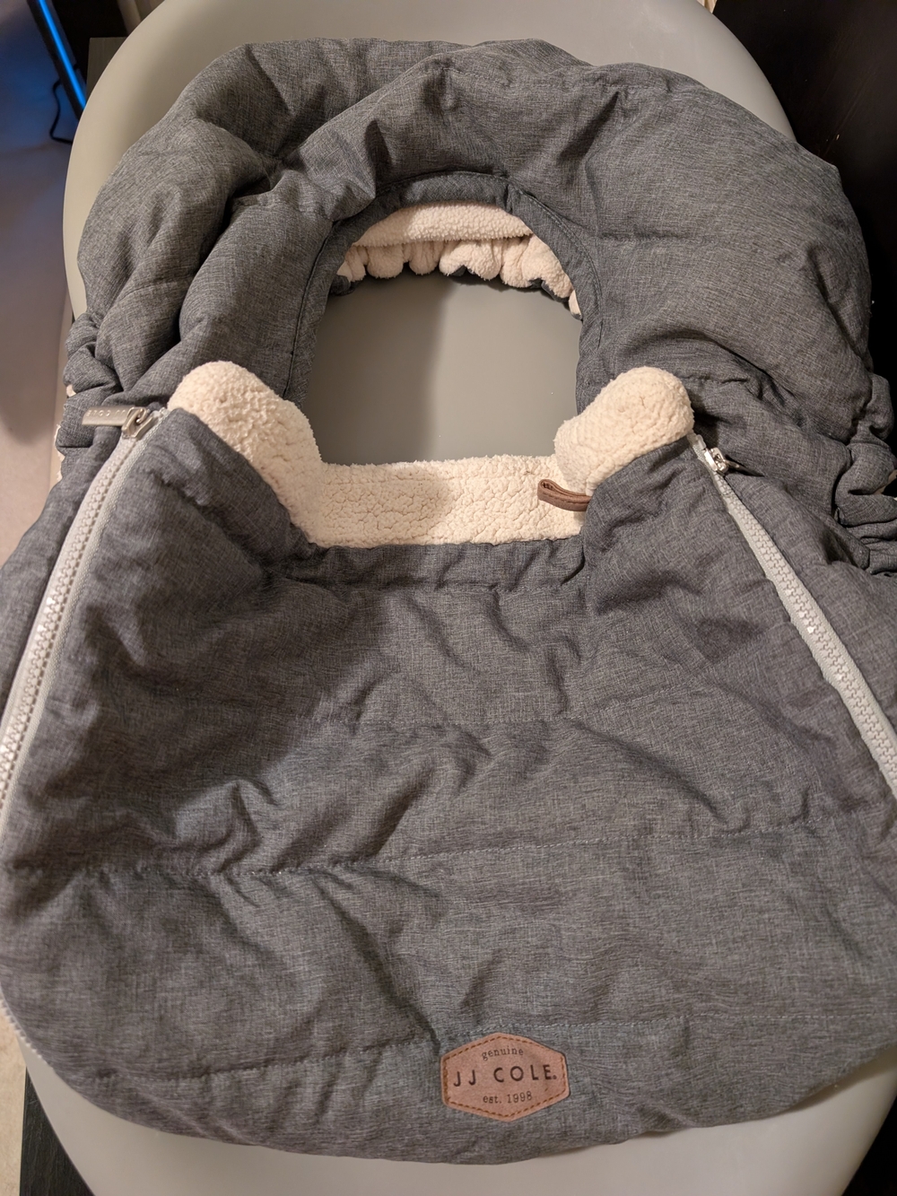 JJ Cole Gray Sherpa-Lined Baby Seat Cover